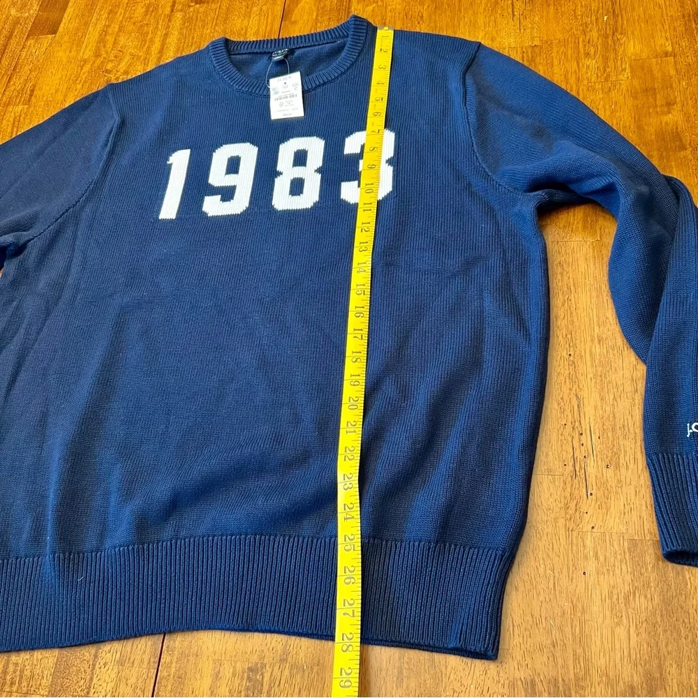 J. Crew Navy Blue Crewneck Sweater with 1983 Design - Picture 5 of 8